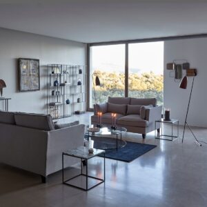 Bout de canapé métal noir et marbre, Mahaut