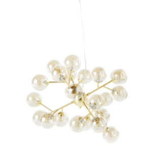Suspension multi-globes en verre ambré et métal doré