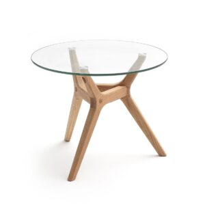 Table d'appoint en verre et bois