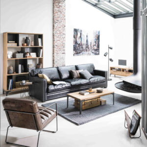Mobilier de salon - Canapé en cuir noir