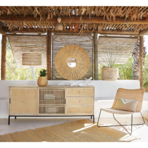 Meuble de rangement en rotin pour salon
