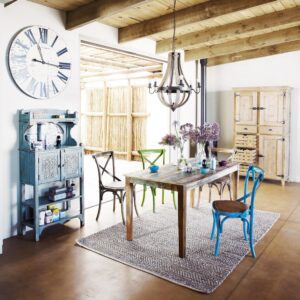 Chaise bistrot en rotin et chêne