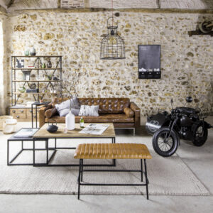 Wilfried - Étagère 9 tiroirs en manguier et métal noir vieilli