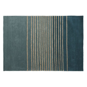 Tapis en laine verte motifs à rayures en jute 140x200