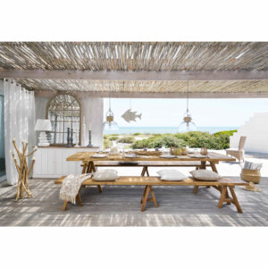 Brocante De La Mer - Coussins en coton écru et bleu à motifs (x3)