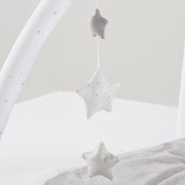 Celeste - Tapis d'éveil bébé rond gris et blanc D90