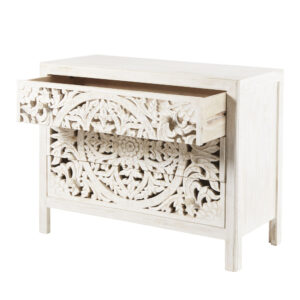 Console Éclectique avec Motifs Sculptés