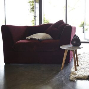 Canapé contemporain en velours bordeaux