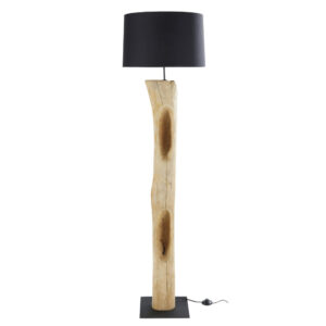 Wax - Lampadaire en saman et abat-jour noir H172
