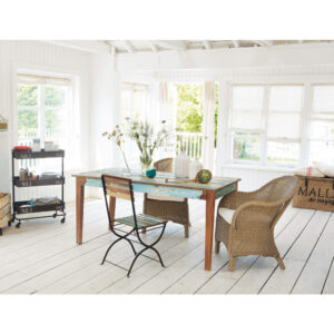 Calanque table à manger en bois recyclés effet vieilli 6/8 personnes L160