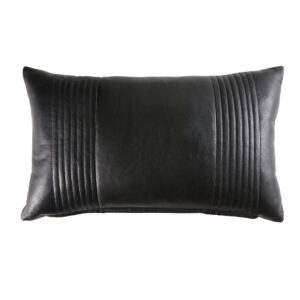 Sturgis - Coussin en cuir et coton noir effet matelassé 30x50