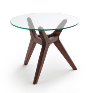 Table basse en verre et bois