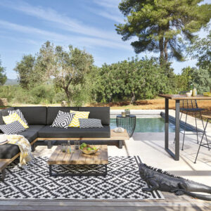 Chaise haute de jardin professionnelle en résine et métal noir