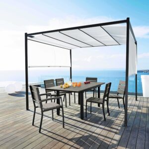 Escale - Table de jardin en aluminium gris 8/10 personnes