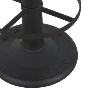 Tabouret de bar professionnel en cuir de buffle camel et métal noir