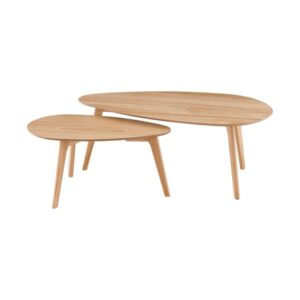 Tables basses ovales en bois clair