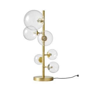 Atome - Lampe 6 globes en verre et métal doré