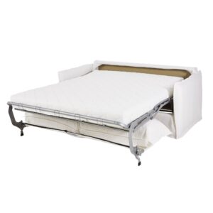 Barcelone - Canapé-lit 3 places en lin blanc, matelas 14 cm
