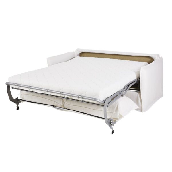 Barcelone - Canapé-lit 3 places en lin blanc, matelas 14 cm