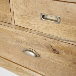 Cabinet de rangement 2 portes en verre et 5 tiroirs