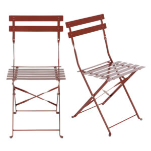Guinguette Pro - 2 chaises de jardin professionnelles en métal vert kaki H80