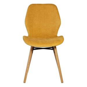 Chaise en tissu soft touch moutarde KERI