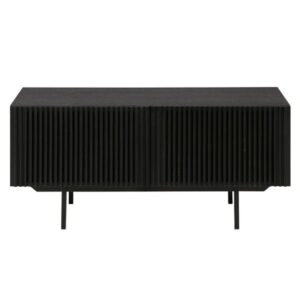 Buffet moderne placage chêne noir 120cm 2 portes piètement métal Mojo